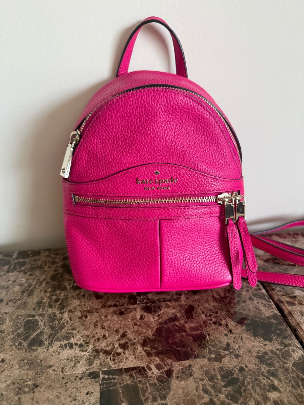 kate spade Bright Pink Pebbled Leather Mini Backpack